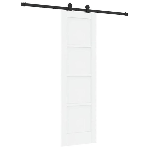 vidaXL Sliding Door White and Black 61 x 198.5 cm Solid Pine Wood