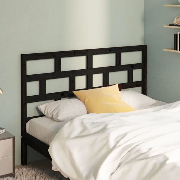 vidaXL Bed Headboard Black 166x4x100 cm Solid Wood Pine