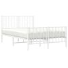 vidaXL Metal Bed Frame without Mattress with Footboard White 120x200cm