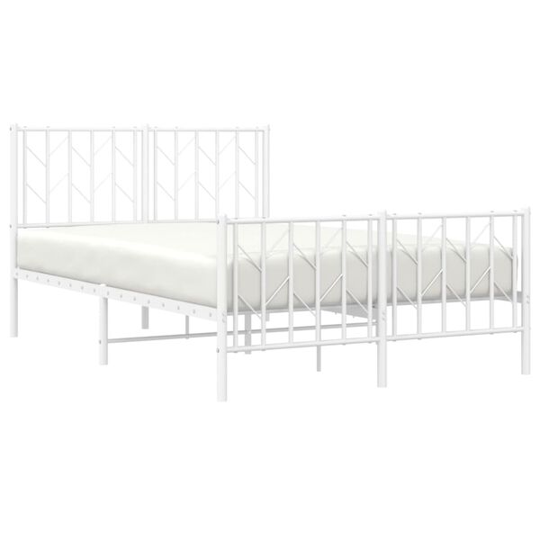 vidaXL Metal Bed Frame without Mattress with Footboard White 120x200cm