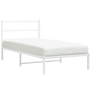 vidaXL Metal Bed Frame without Mattress with Headboard White 100x200cm