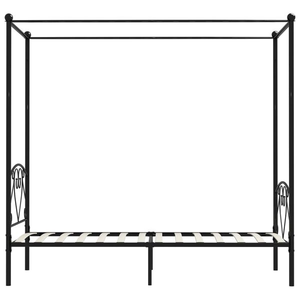 vidaXL Canopy Bed Frame without Mattress Black Metal 120x200 cm