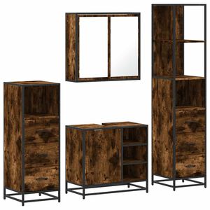 vidaXL 4&nbsp;Piece Bathroom Furniture Set&nbsp;Smoked Oak Engineered Wood