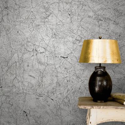 Noordwand Wallpaper Vintage Deluxe Stucco Crackle Metallic Grey