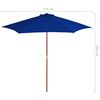 vidaXL Garden Parasol with Wooden Pole Blue 270 cm