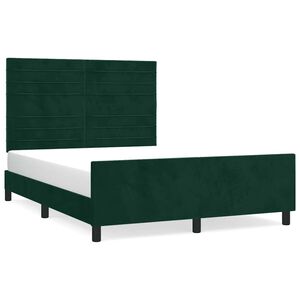 vidaXL Bed Frame without Mattress Dark Green 140x190 cm Velvet