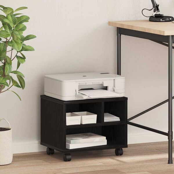 vidaXL Printer Stand Black Oak 41 x 32 x 34.5 cm Engineered wood