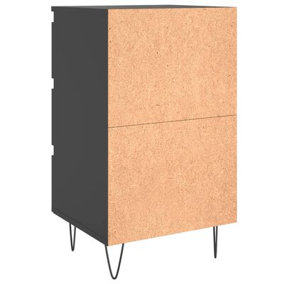 vidaXL Bedside Cabinet Black 40x35x69 cm Engineered Wood