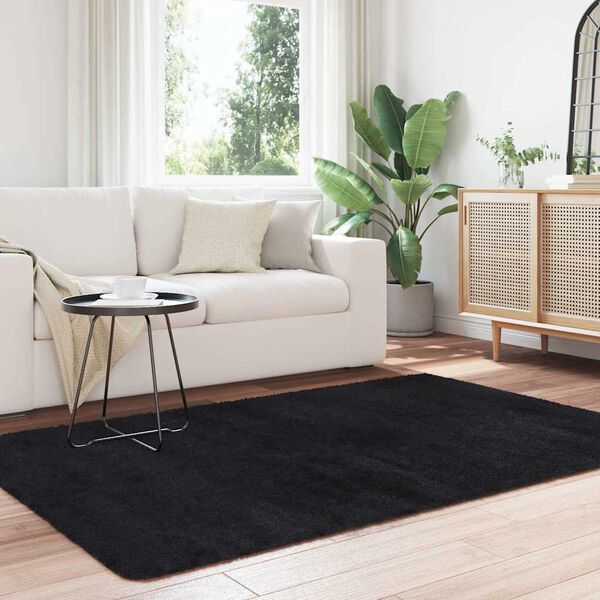 vidaXL Shaggy Rug High Pile NAVARRA Black 130x200 cm Polyester