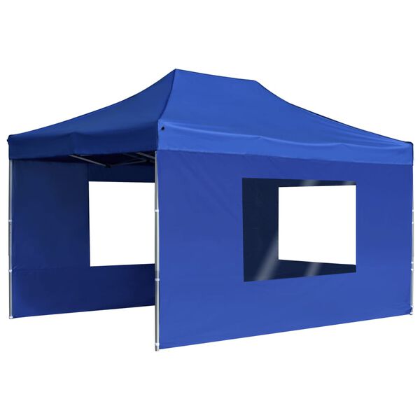 vidaXL Professional Folding Party Tent with Walls Aluminium 4.5x3 m Blue