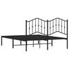 vidaXL Metal Bed Frame without Mattress with Headboard Black 140x190cm