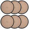 vidaXL Jute Placemets 6 pcs Natural and Black 100% Tossa Jute