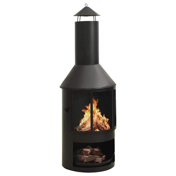 vidaXL Garden Stove with Grid and Poker 47x47x135.7 cm Steel