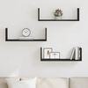 vidaXL Wall Shelves 3 pcs Black Oak 58x18x18 cm Engineered Wood
