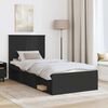 vidaXL Bed Frame with Headboard Black 75 x 190 cm Solid Pine Wood