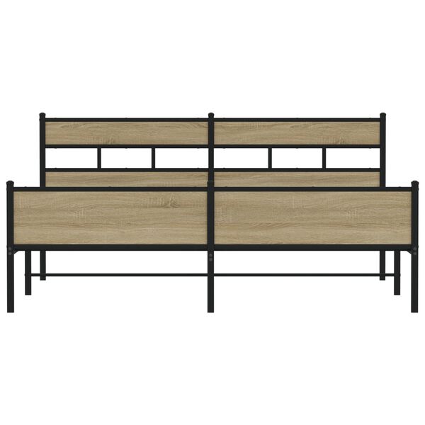 vidaXL Metal Bed Frame without Mattress Sonoma Oak 193x203 cm