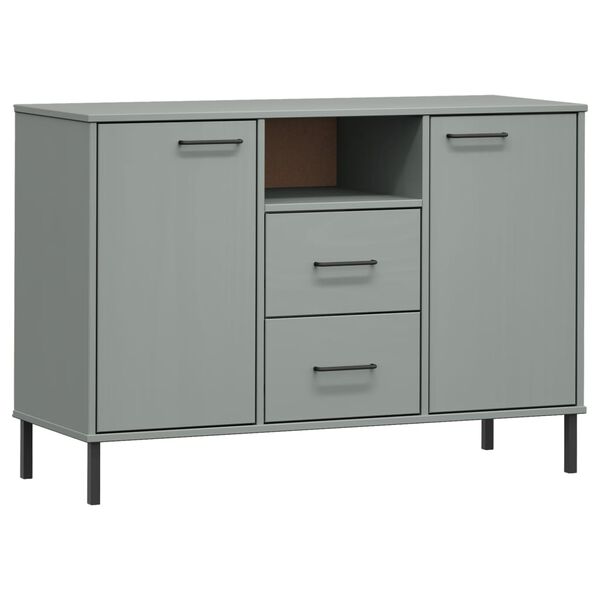 vidaXL Sideboard with Metal Legs Grey 113x40x77 cm Solid Wood OSLO