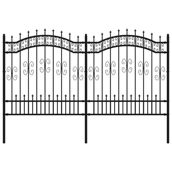 vidaXL Garden Fence with Spear Top Black 240x125 cm Powder-coated Steel