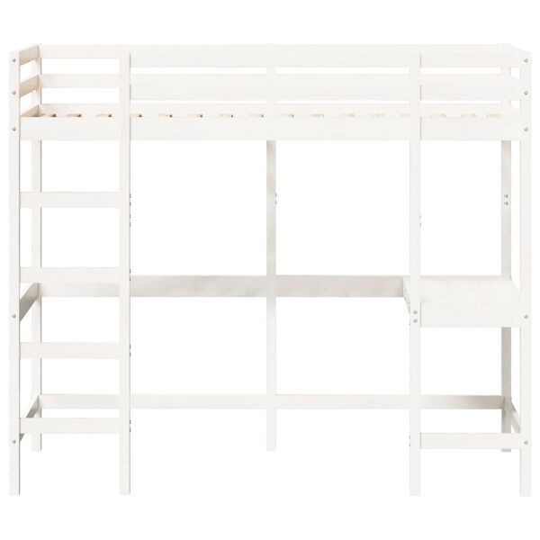 vidaXL Loft Bed without Mattress White 90x200 cm Solid Wood Pine