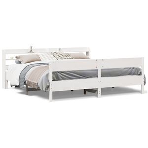 vidaXL Bed Frame without Mattress White 200x200 cm Solid Wood Pine