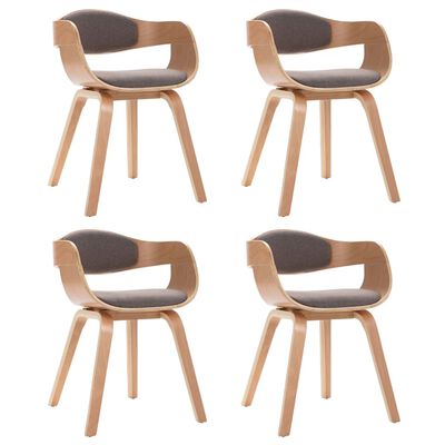 vidaXL Dining Chairs 4 pcs Bent Wood and Taupe Fabric