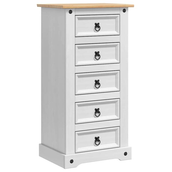 vidaXL Bedside Table White 53 x 39 x 103 cm Solid Pine Wood