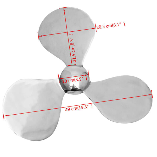 vidaXL Boat Propeller Aluminium Silver 49 cm