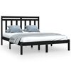 vidaXL Bed Frame without Mattress Black 150x200 cm King Size Solid Wood