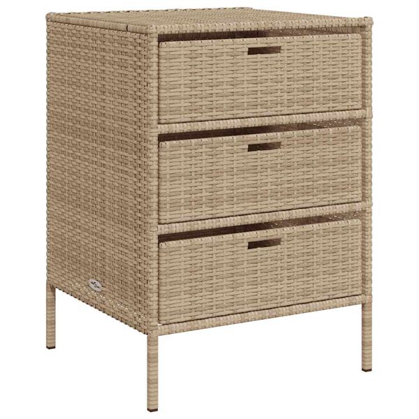 vidaXL Garden Storage Cabinet Beige 55x59x80 cm Poly Rattan