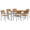 vidaXL Garden Dining Set 7 pcs Grey Solid Acacia Wood