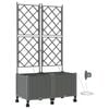 vidaXL Garden Planter with Irrigation&Wheels 2 pcs Light Grey PP