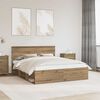 vidaXL Bed Frame Artisian Oak 160 x 200 cm Solid Pine Wood