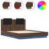 vidaXL Bed Frame with LED without Mattress Brown Oak 135x190 cm Double