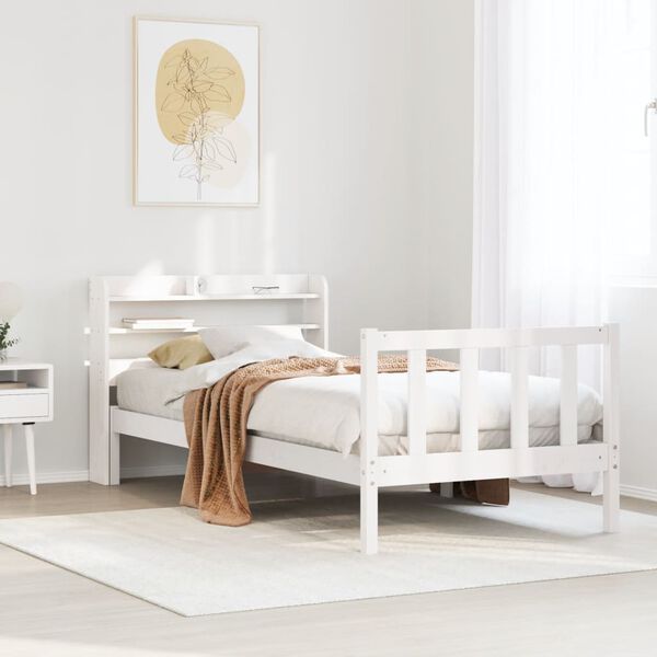 vidaXL Bed Frame without Mattress White 100x200 cm Solid Wood Pine