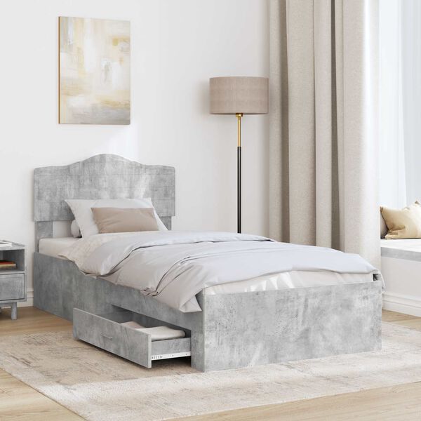 vidaXL Bed Frame Concrete Grey 100 x 200 cm Engineered Wood