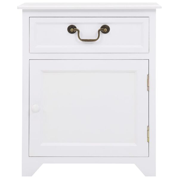 vidaXL Bedside Cabinet White 40x30x50 cm Paulownia Wood