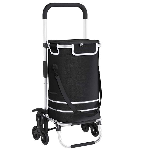 vidaXL Shopping Trolley Folding Black 47 x 39 x 100.5 cm Oxford fabric