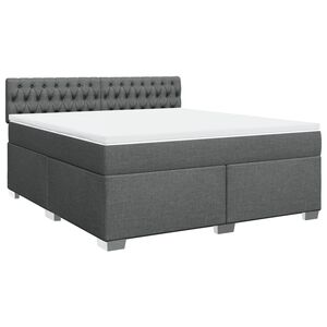 vidaXL Box Spring Bed with Mattress Dark Grey 180x200 cm Fabric