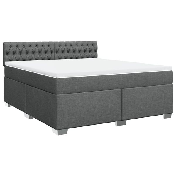 vidaXL Box Spring Bed with Mattress Dark Grey 180x200 cm Fabric