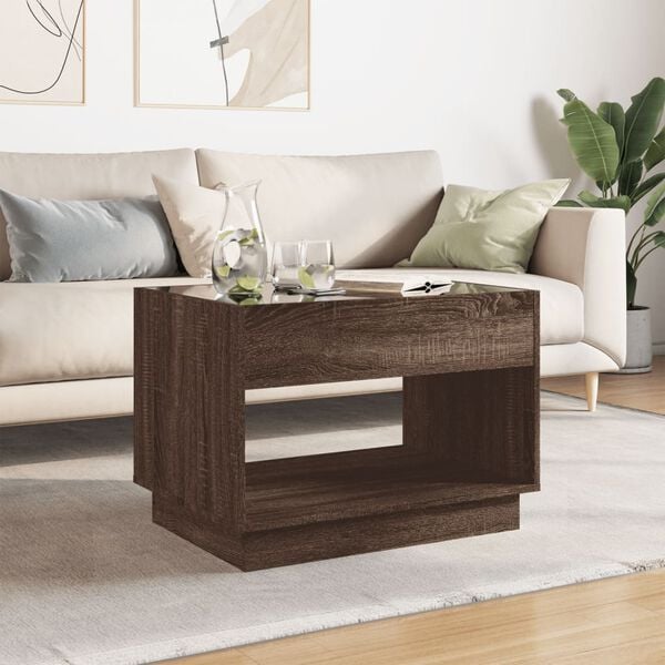 vidaXL Coffee Table with Infinity LED Brown Oak 70x50x50 cm