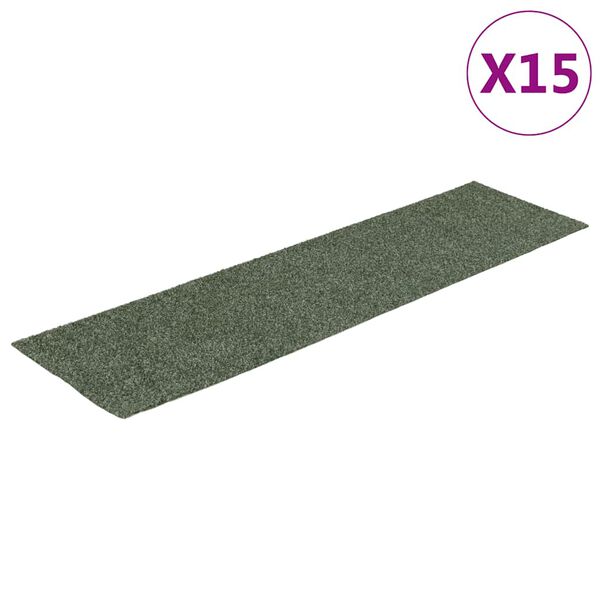 vidaXL Stair Mats Self-adhesive 15 pcs 76x20 cm Green Rectangular