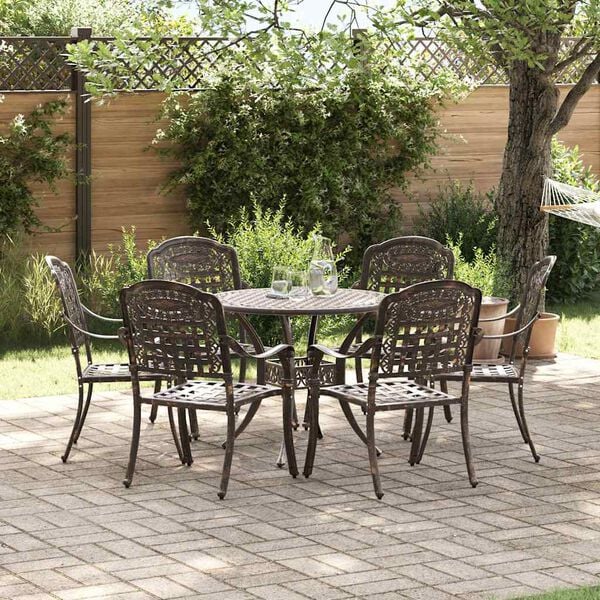 vidaXL Garden Dining Set 7 pcs Bronze Aluminium