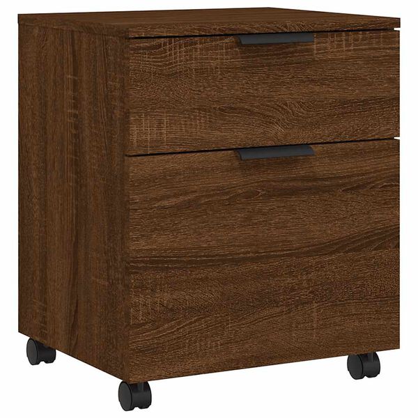 vidaXL Mobile File Cabinet with Wheels Brown Oak 45x38x54 cm Engineered Wood