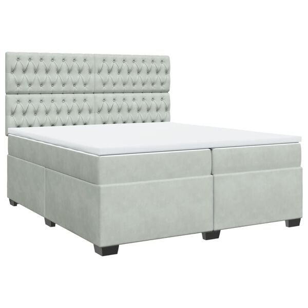 vidaXL Box Spring Bed with Mattress Light Grey 200x200 cm Velvet