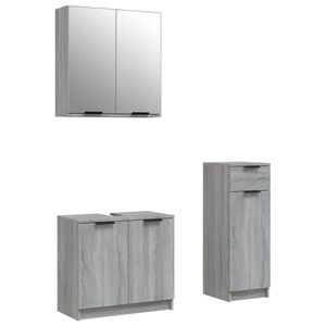 vidaXL 3 Piece Bathroom Cabinet Set Grey Sonoma Engineered Wood
