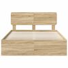vidaXL Bed Frame with Headboard Sonoma 160 x 200 cm Solid Pine Wood