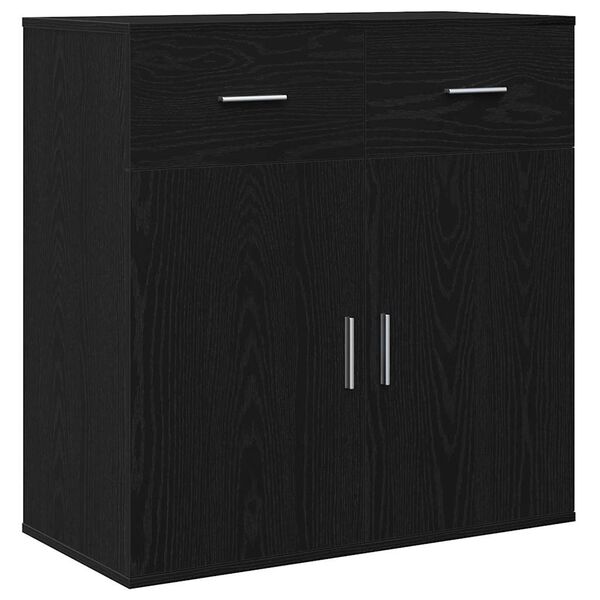 vidaXL Sideboard with Drawer Black Oak 78 x 38 x 80 cm Engineered Wood