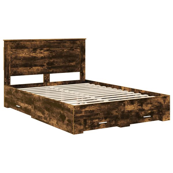 vidaXL Bed Frame with Drawer with Headboard Manual Engineered Wood