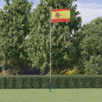 vidaXL Spain Flag and Pole 6.23 m Aluminium