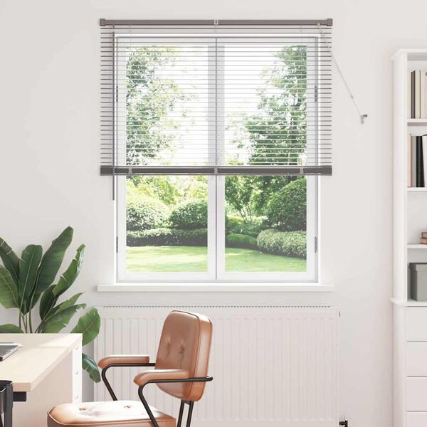 vidaXL Window Blind with Curtains Manual Silver Aluminium